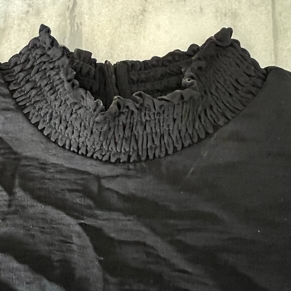 Sam Edelman Black Dress Size Medium Ruffle Tie Belt Boho Flowy - Picture 7 of 11